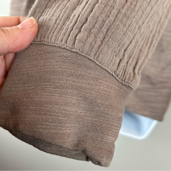 Pure Jill By J Jill Organic Cotton Hooded Top Womens Petite Large Taupe Texture - Picture 7 of 13